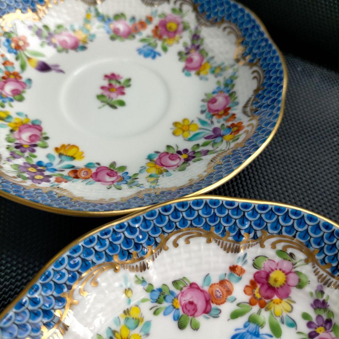 HEREND リヒテンシュタインブーケ ブルースケール カップ＆ソーサー ペア