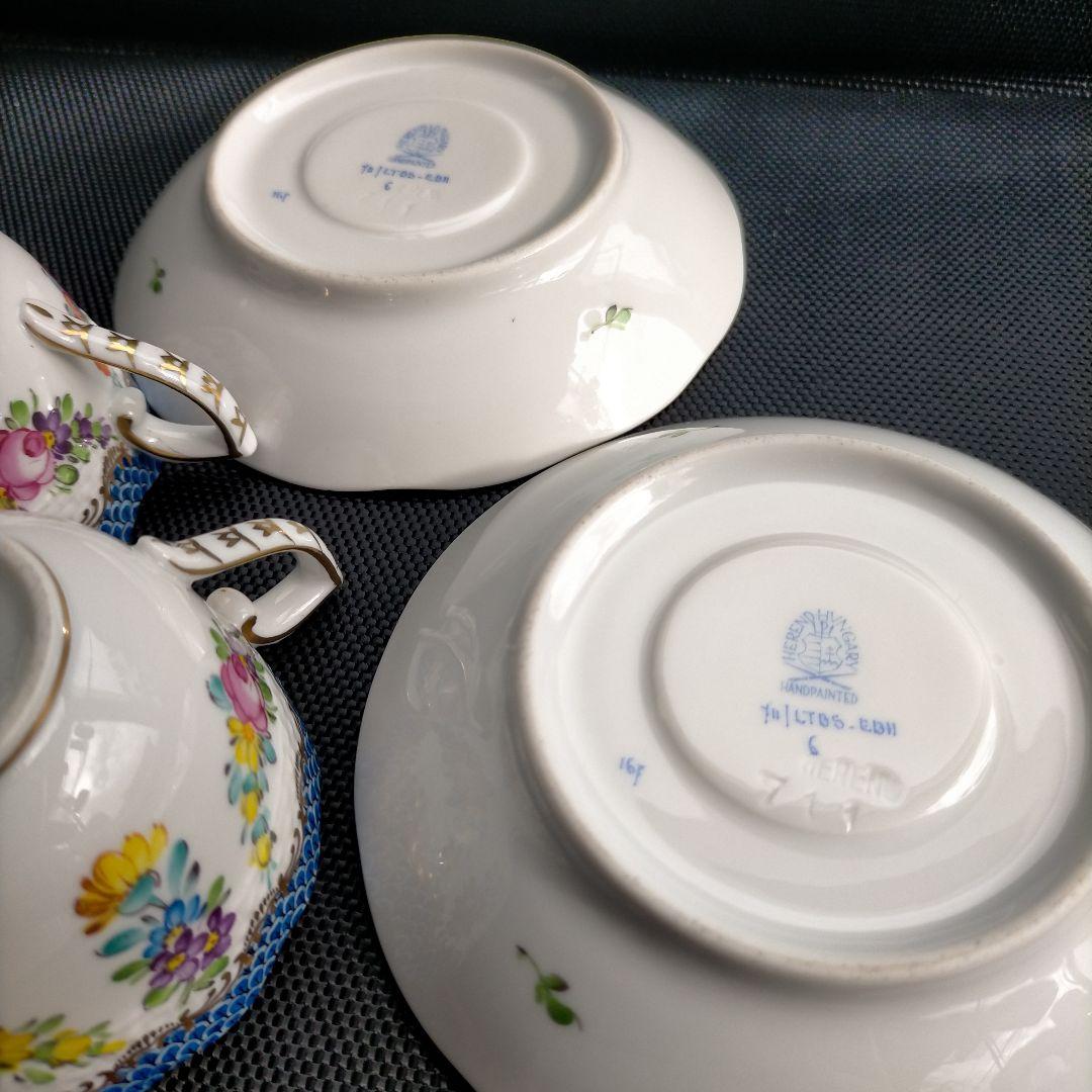 HEREND リヒテンシュタインブーケ ブルースケール カップ＆ソーサー ペア