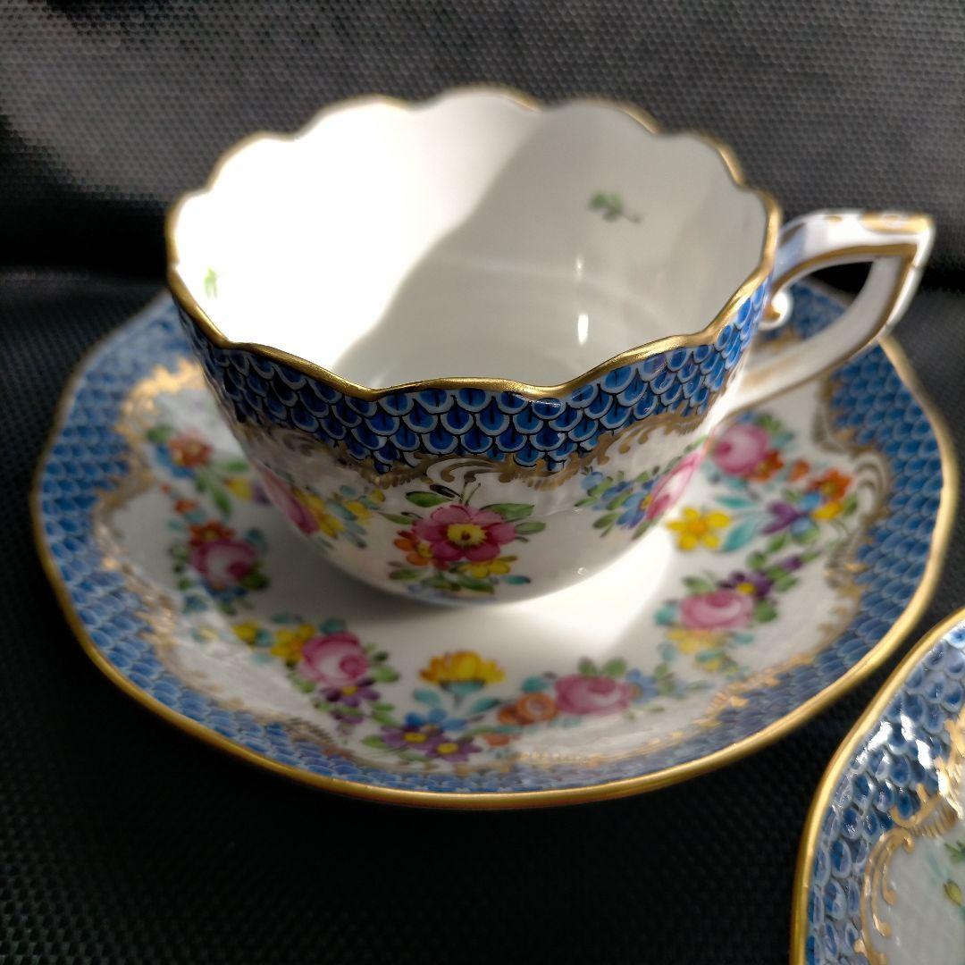 HEREND リヒテンシュタインブーケ ブルースケール カップ＆ソーサー ペア