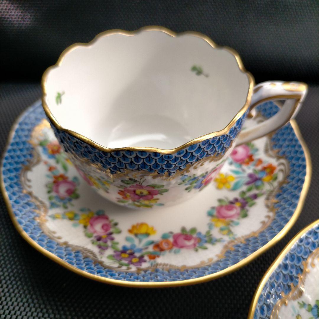 HEREND リヒテンシュタインブーケ ブルースケール カップ＆ソーサー ペア