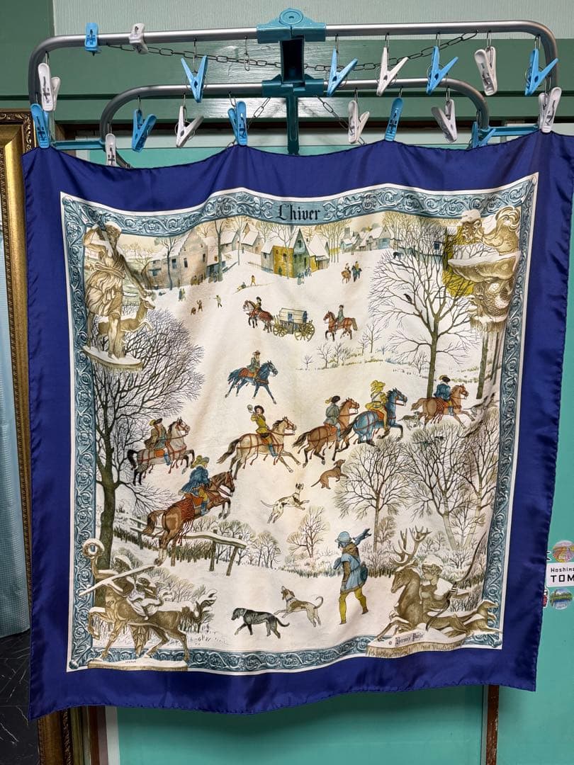 Hermès シルクスカーフ 冬の狩猟シーン