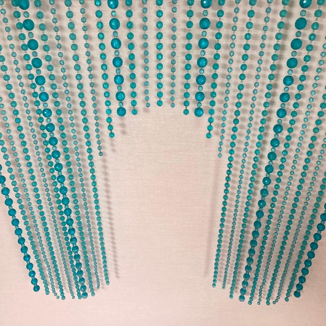 セルコン 珠のれん 玉暖簾 仕切り すだれ カーテン 壁掛け 青 ポップ レトロ