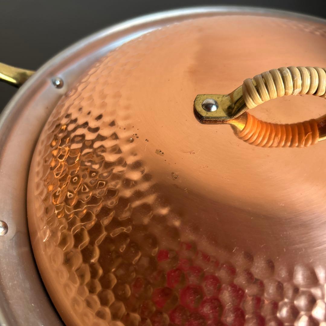 銅製　槌目　両手鍋　ちり鍋　未使用品