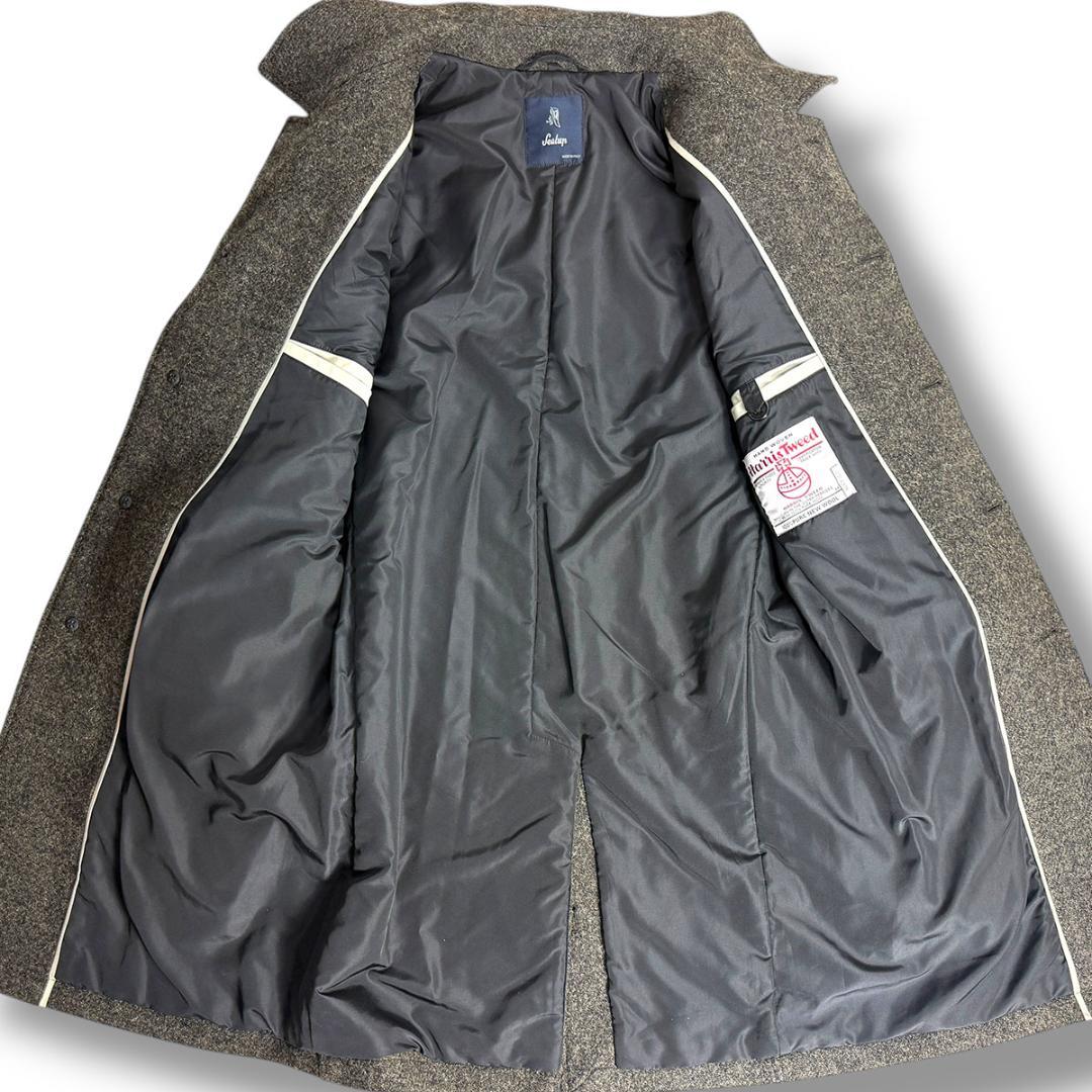 J7125 美品 シーラップ ハリスツイード バルマカーンコート グレー 44