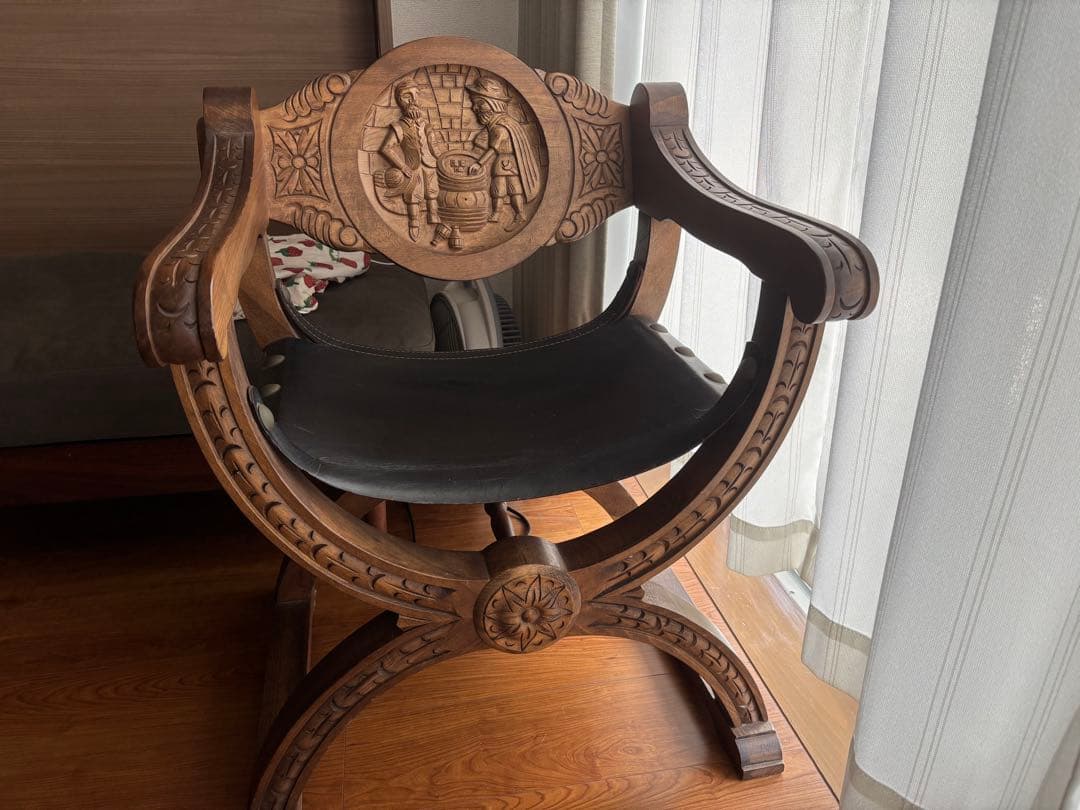 木製レザー椅子