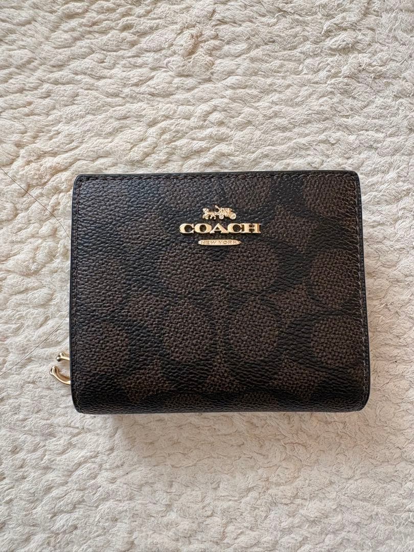 COACH 二つ折り財布 ブラウン レザー 保存袋付き