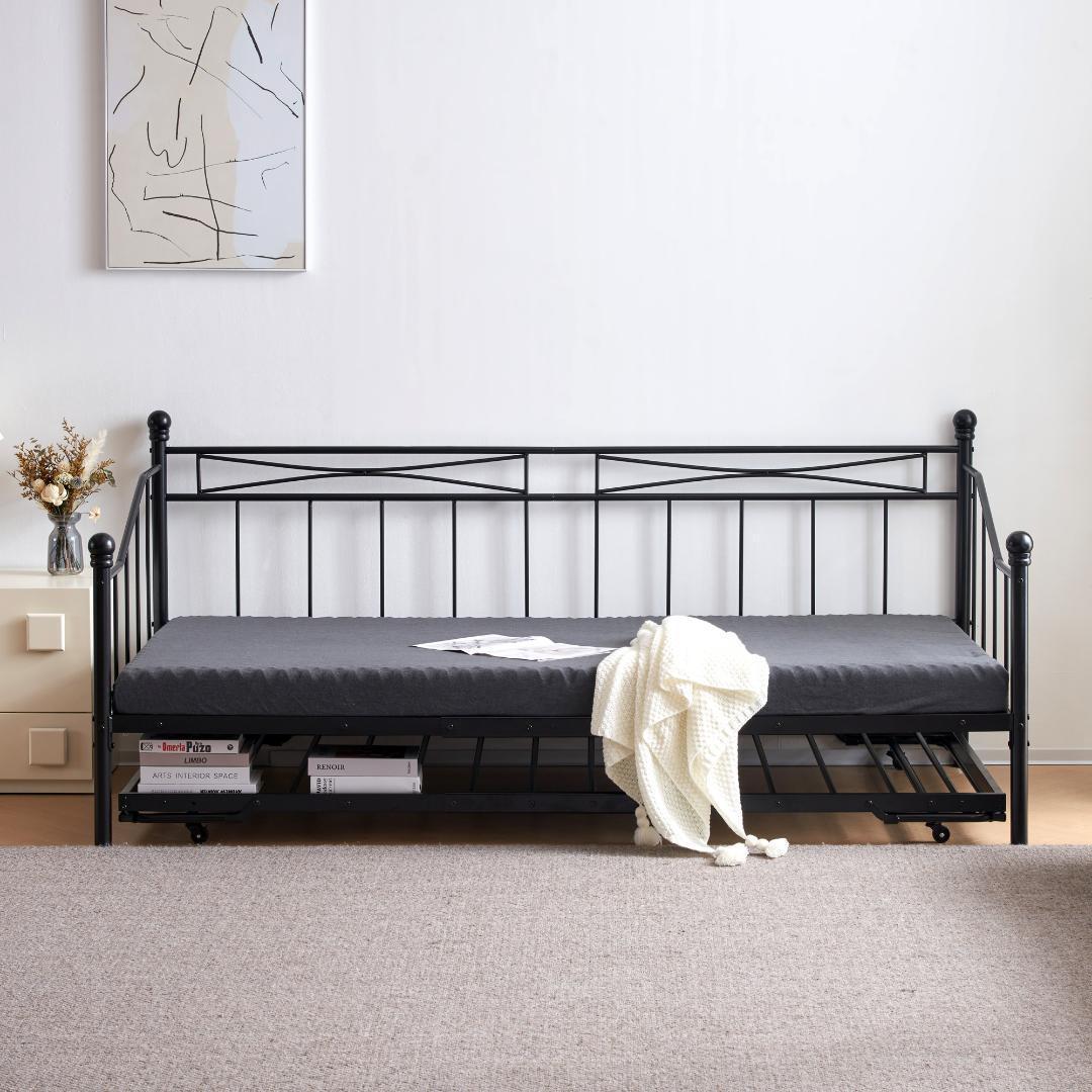 【ブラック】親子ベッド 二段ベッド パイプベッド シングルベッド ディベッド