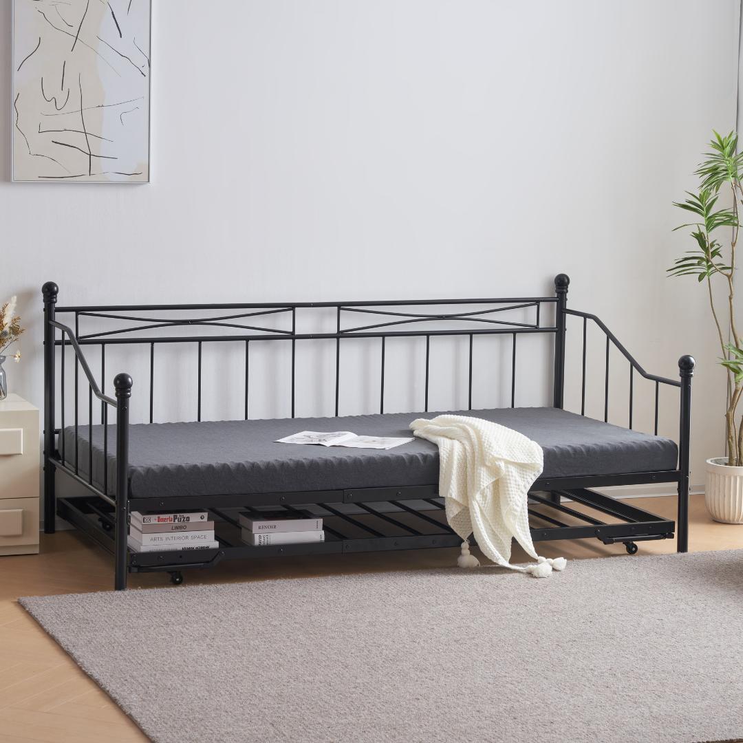 【ブラック】親子ベッド 二段ベッド パイプベッド シングルベッド ディベッド