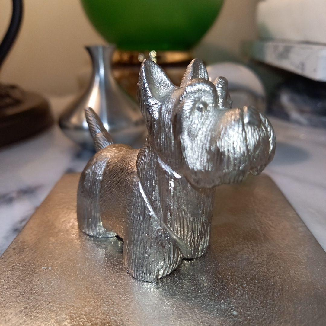 TIMEX　レア　置時計　スコティッシュテリア　ピューター　オブジェ　シルバー