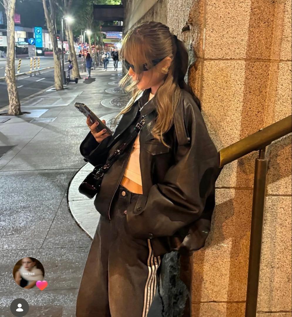 【THETOE】Bond Jacket brown leather