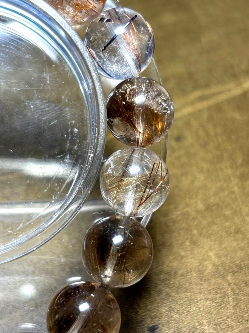 スモーキーミックスタイチンルチルブレス12.6㎜（新品未使用）ルチル　金運最強