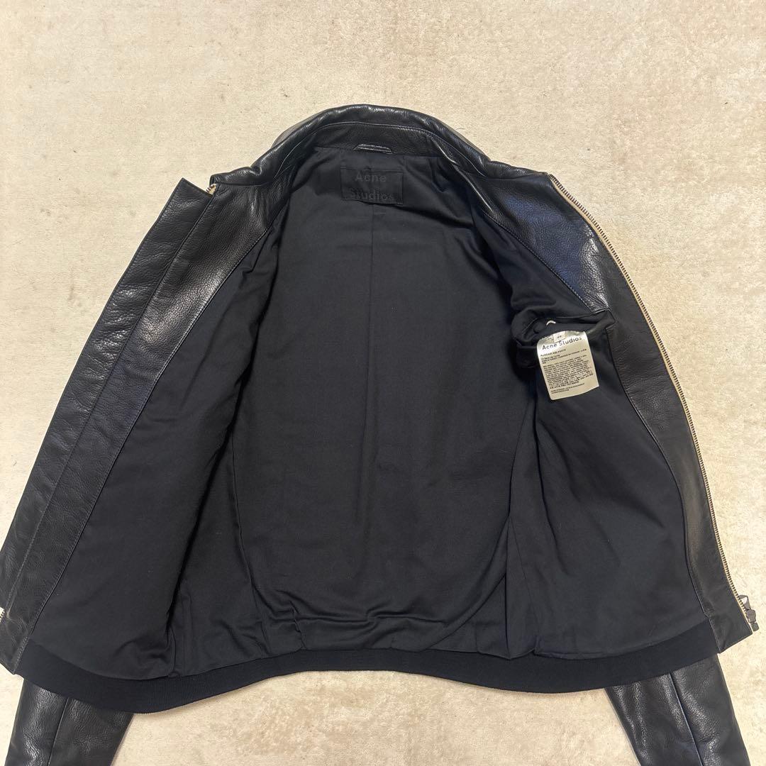 美品⭐️ACNE STUDIOUS カーフレザー　ジャケット　ブラック　リブ　46