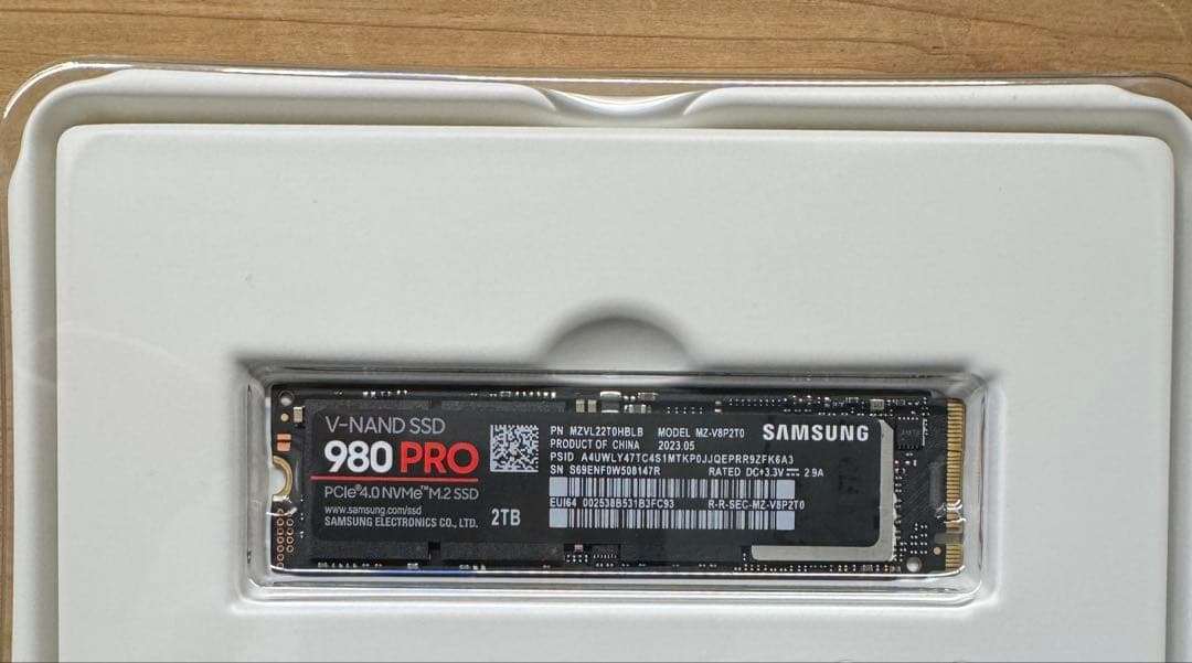 Samsung SSD 980 PRO 2TB NVMe 健康状態100%