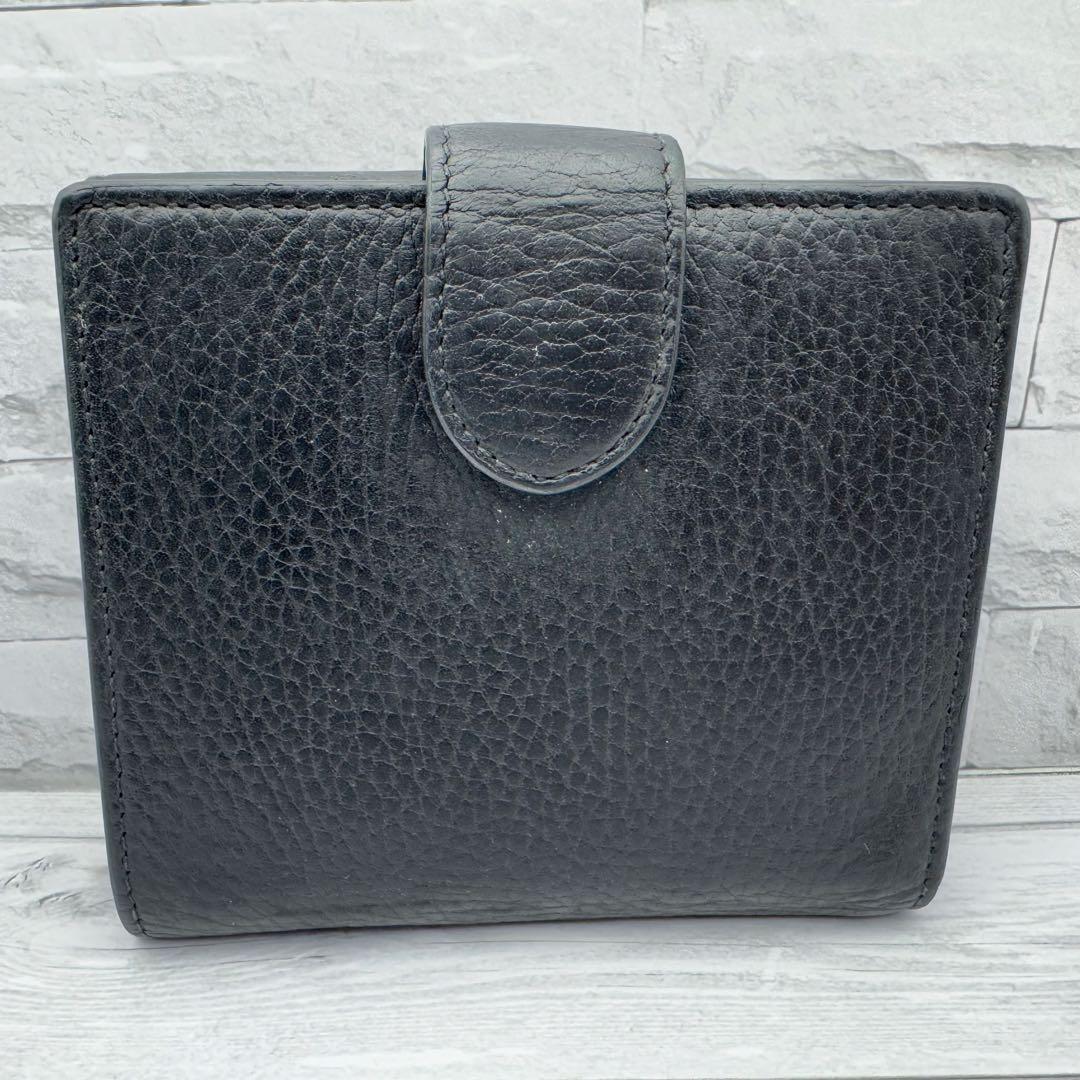 GUCCI　インターロッキング　二つ折り財布　ブラック　レザー