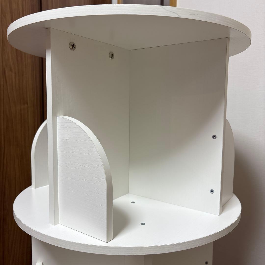 【組立済】本棚 回る本棚 回転本棚 3段 ホワイト ruihong