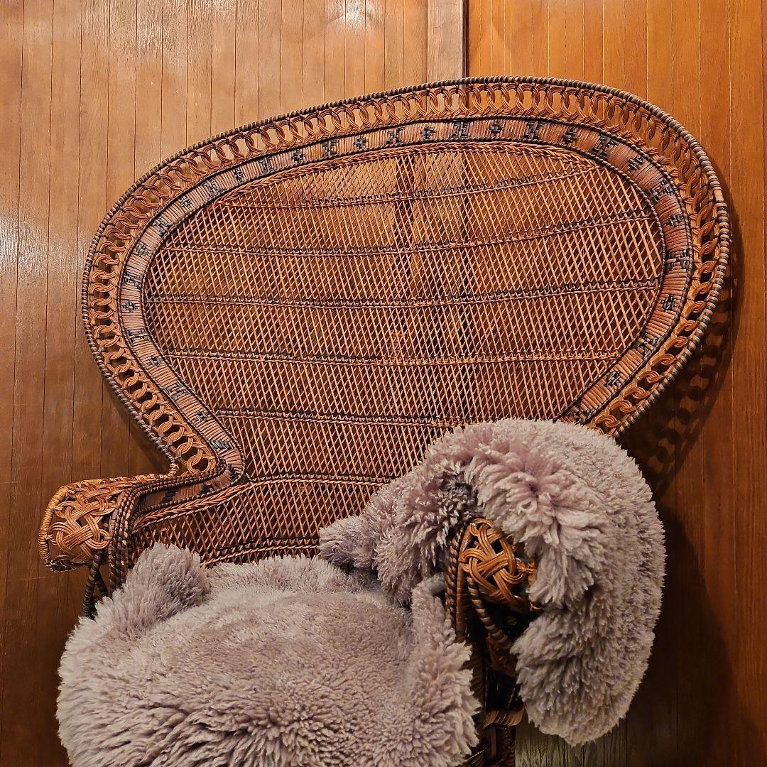 特大 希少 ヴィンテージ ピーコックチェア ラタンピーコック エマニエル婦人