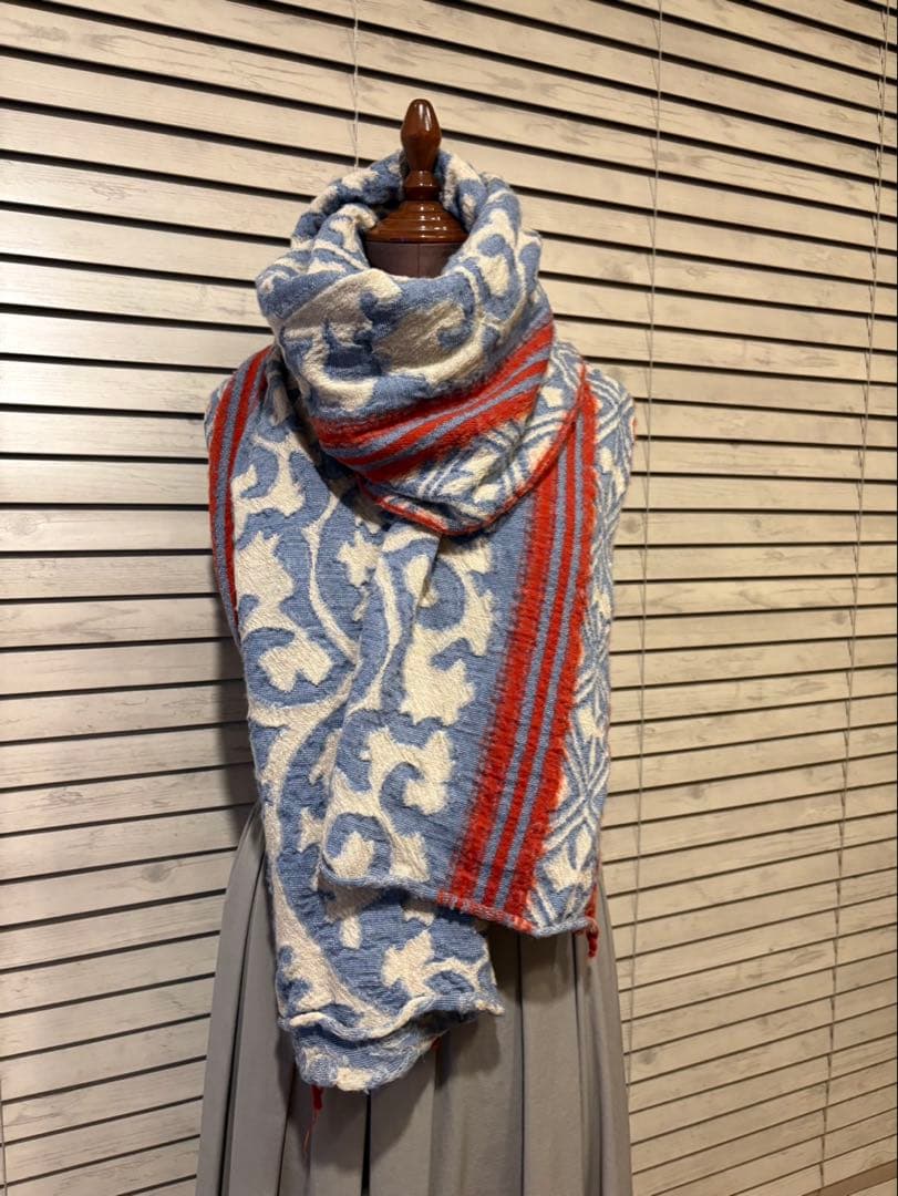 【美品】KAPITAL 縮絨ウール たこ唐草 ストール