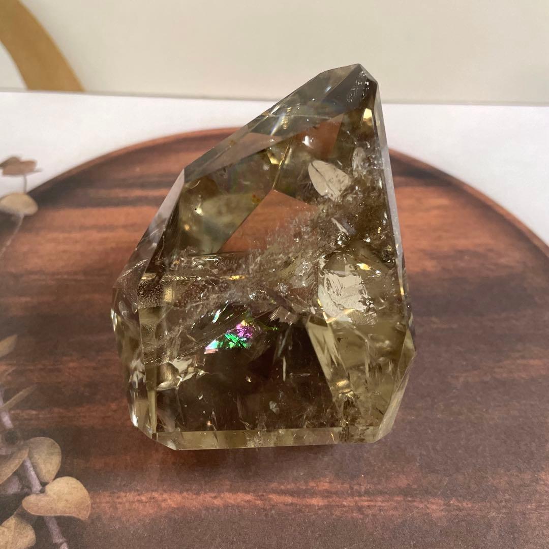 天然石　【高透明】　スモーキークオーツ　虹入り　フリーフォーム
