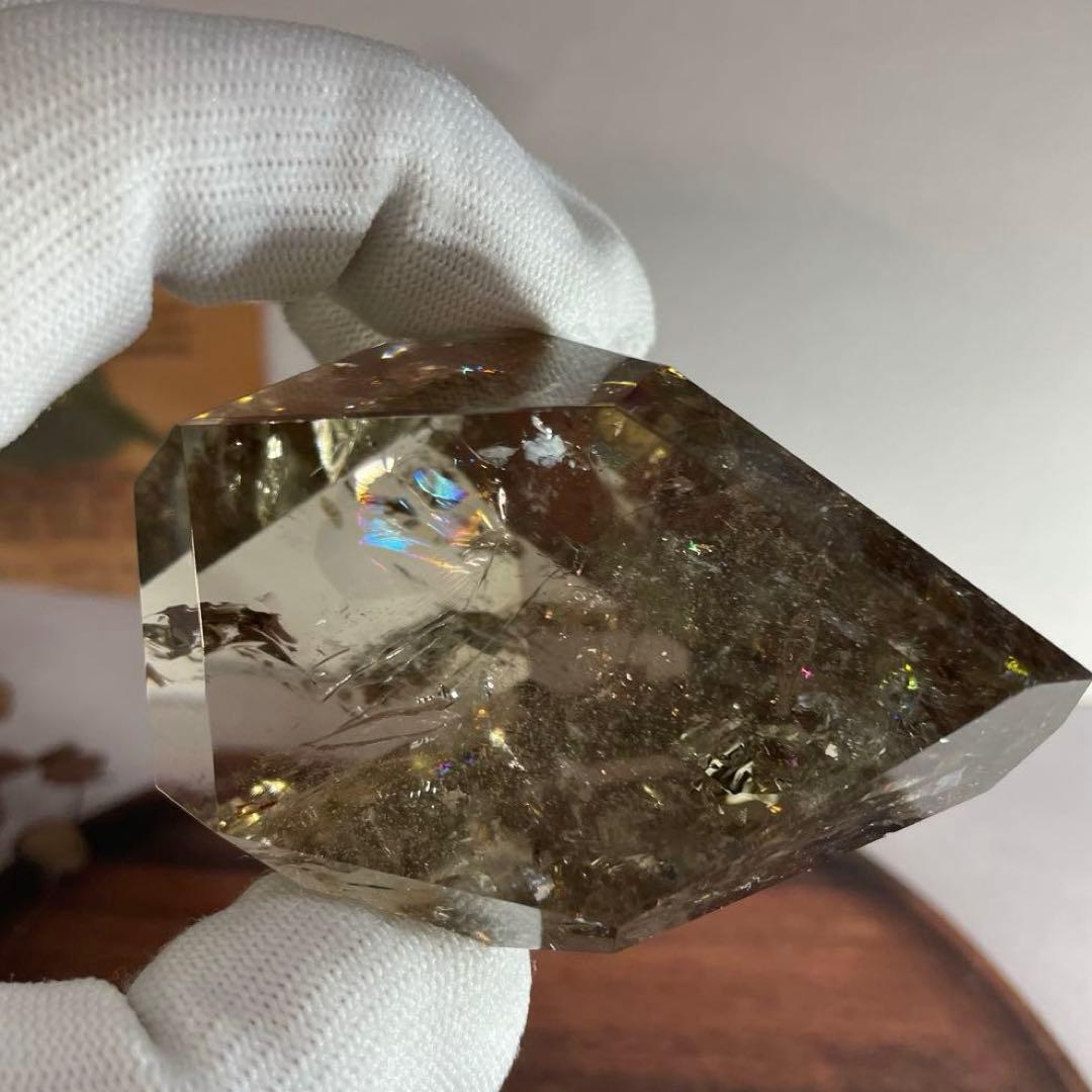 天然石　【高透明】　スモーキークオーツ　虹入り　フリーフォーム
