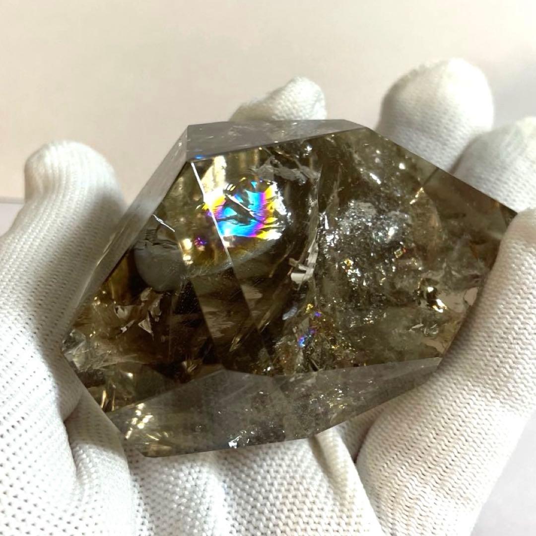 天然石　【高透明】　スモーキークオーツ　虹入り　フリーフォーム