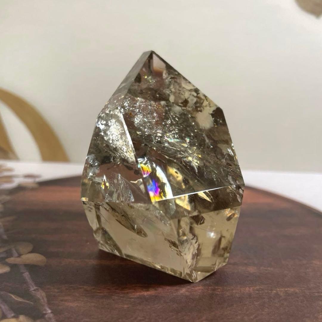 天然石　【高透明】　スモーキークオーツ　虹入り　フリーフォーム