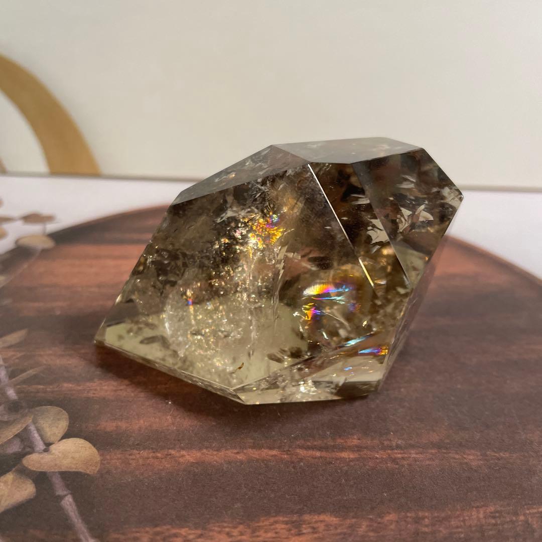 天然石　【高透明】　スモーキークオーツ　虹入り　フリーフォーム