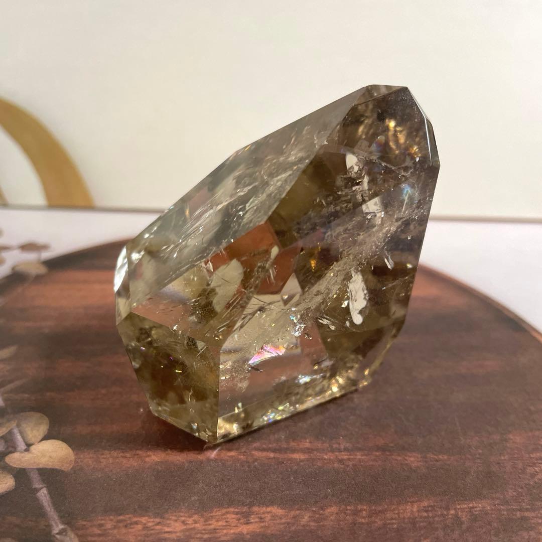 天然石　【高透明】　スモーキークオーツ　虹入り　フリーフォーム