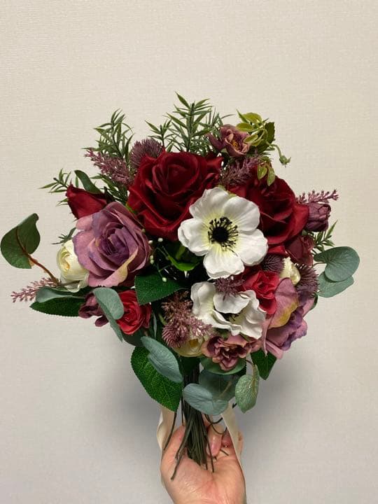 アネモネ　クラッチブーケandブートニア　結婚式　ブーケ