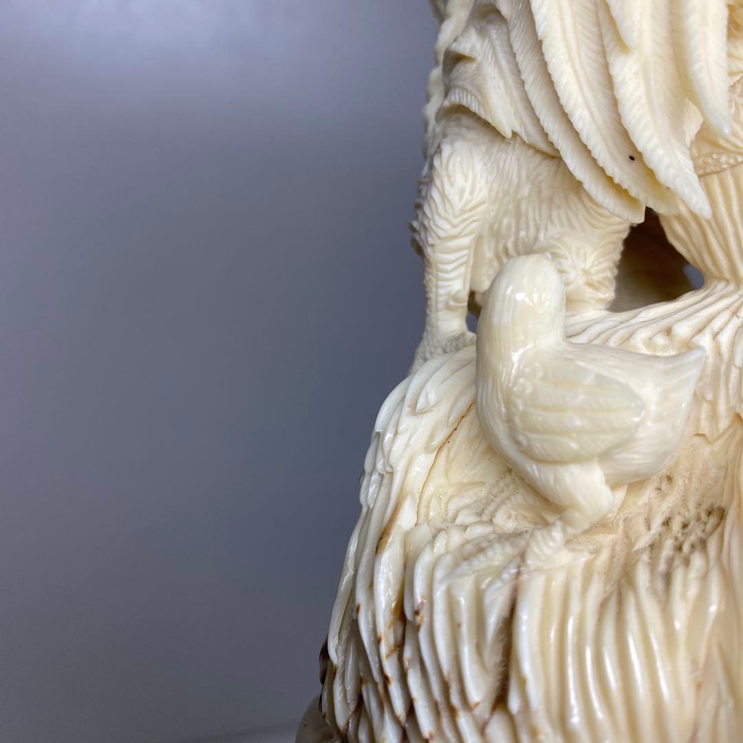 極上　和彫　鶏親子　置物大　350g トエチ　東さ8-0107☆2F