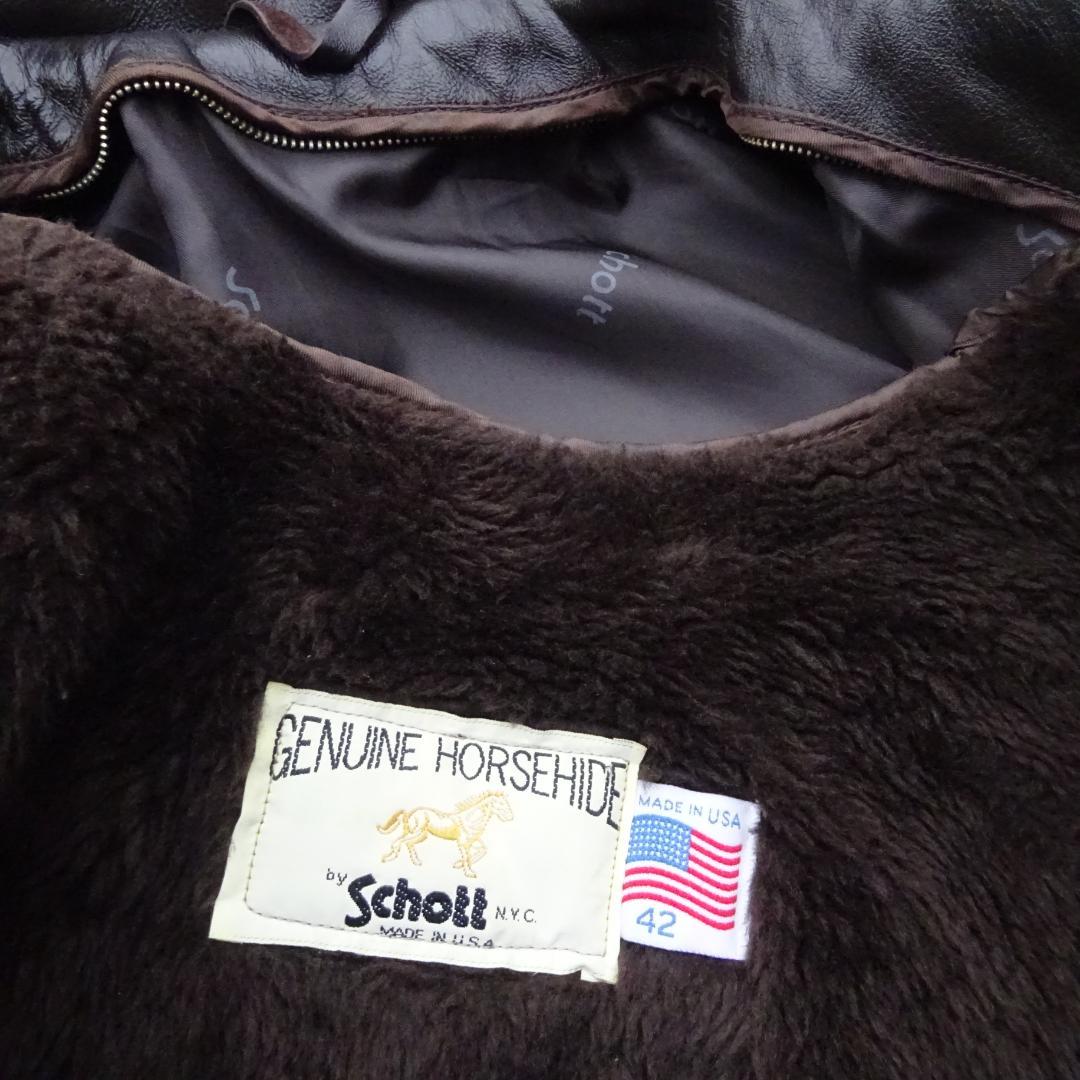 希少Schott ショット652H馬革ホースハイドライダーストラッカー襟付き42