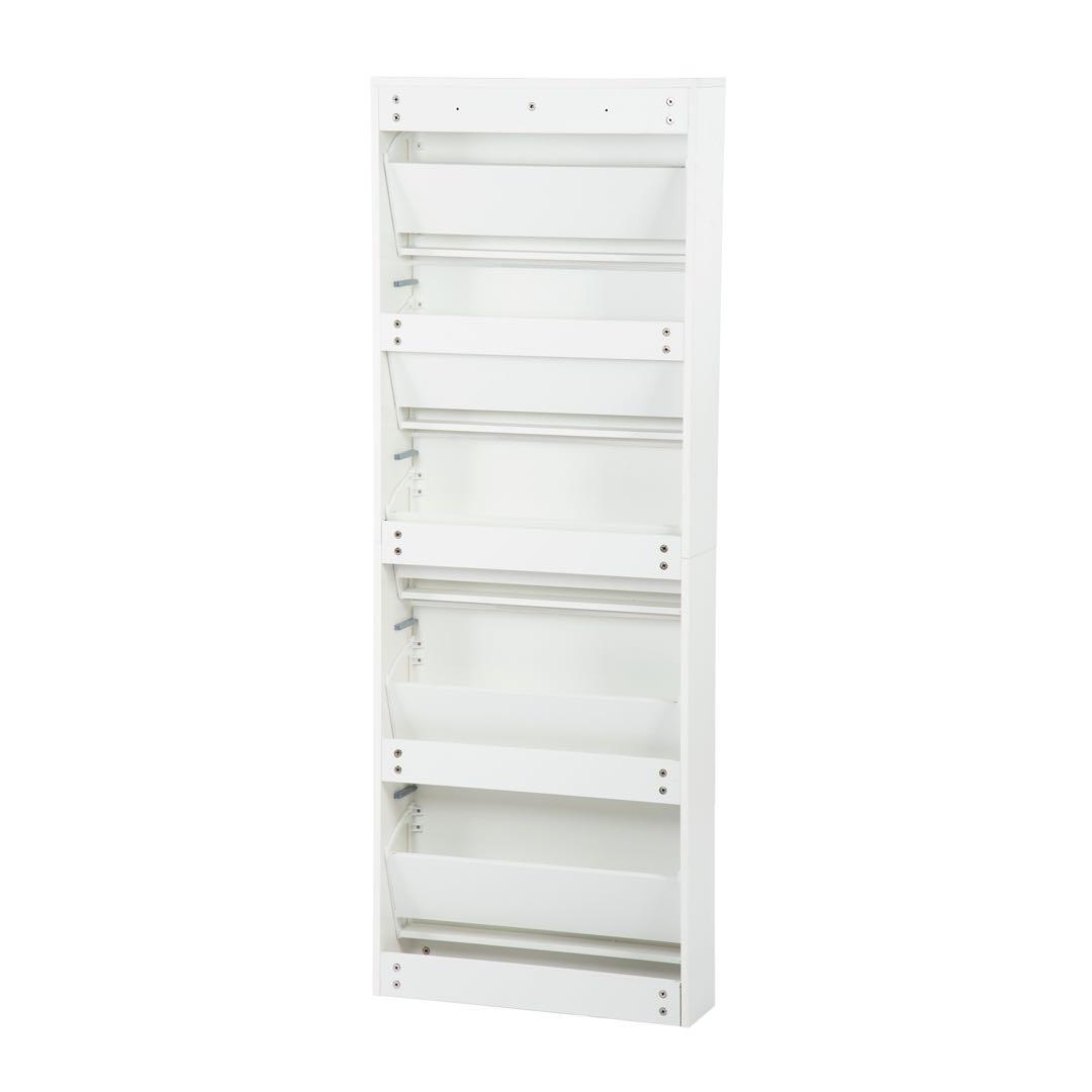 【新品】鏡付き5段シューズラック スリム 玄関収納 倒れ防止 新色