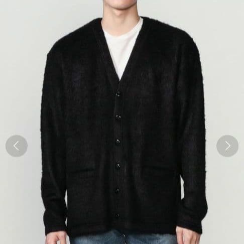 MONITALY シャギー Vネックカーディガン 黒