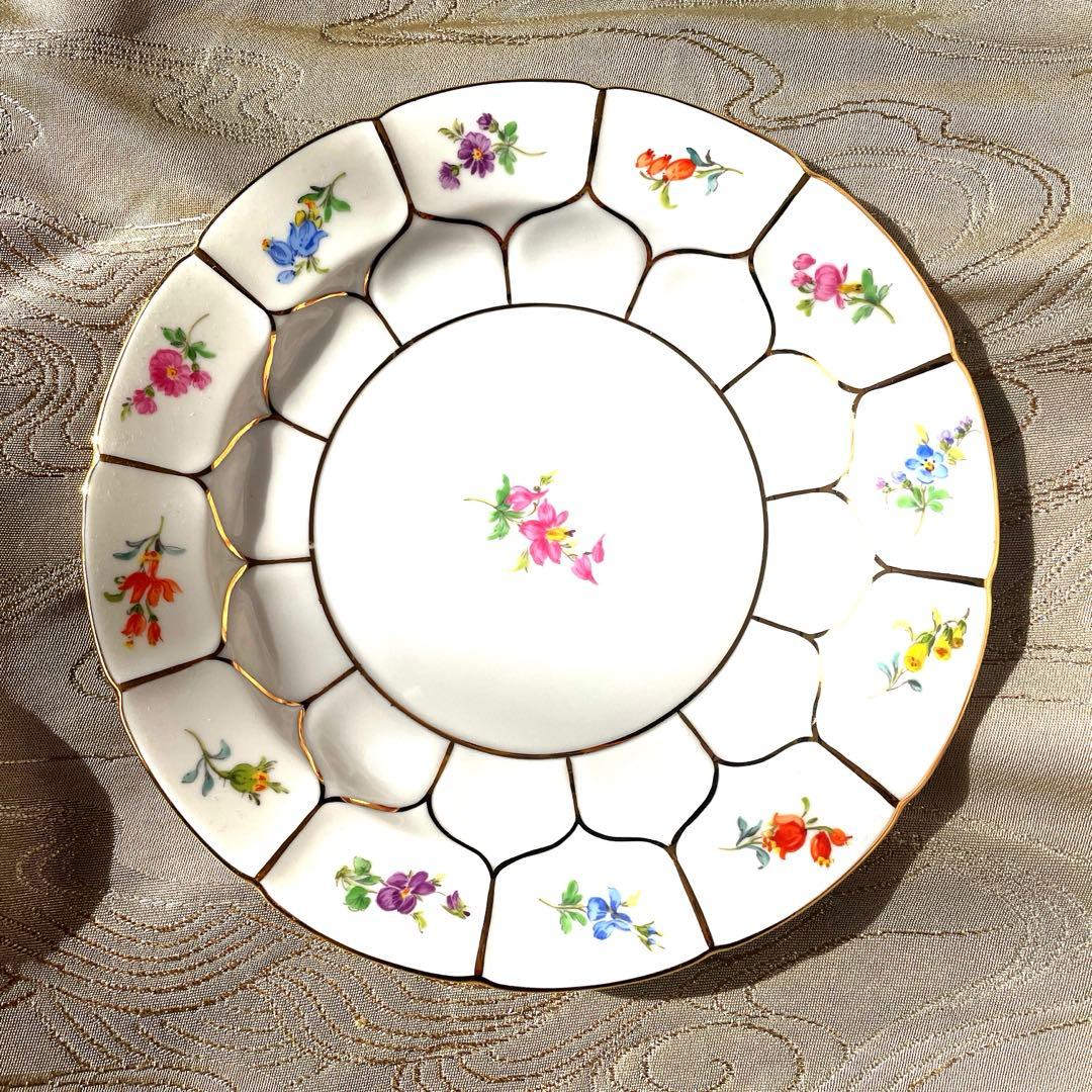 マイセン　金彩ケーキプレート宮廷の小花