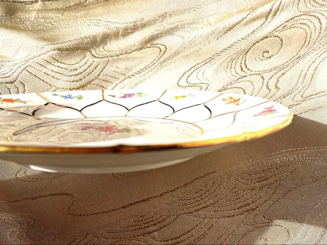 マイセン　金彩ケーキプレート宮廷の小花