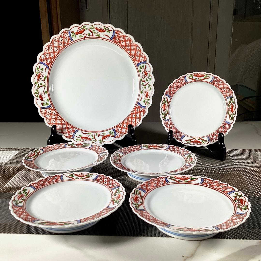 『フォロうー特価』　賞美堂　× 観山　赤須　脚付　大皿　取皿　5枚