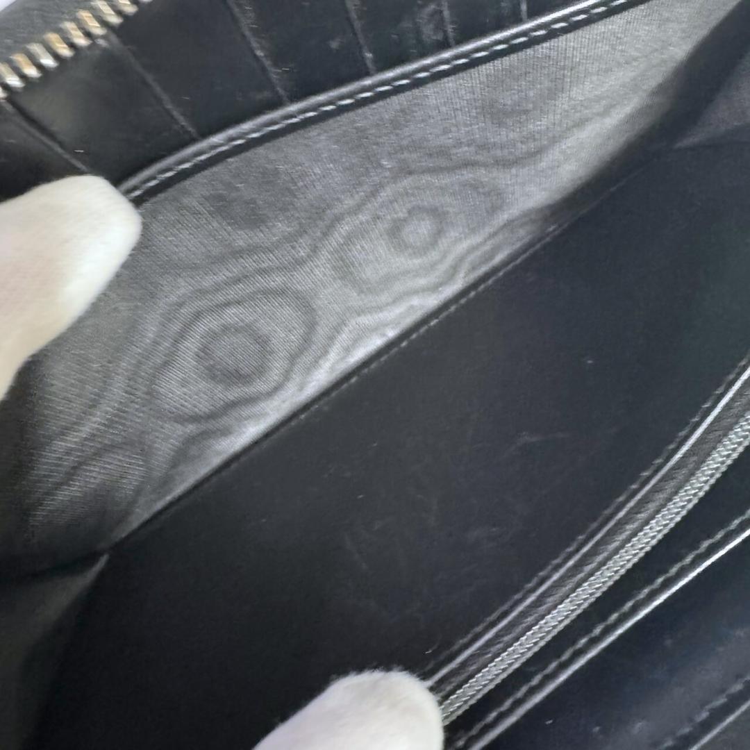 GUCCI グッチシマ レザー ラウンドファスナー 長財布 ブラック
