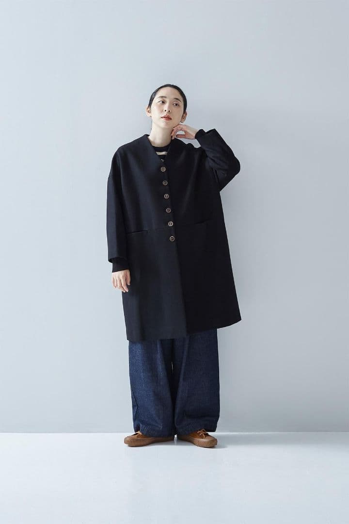 【美品】アトリエナルセ　メルトンウールコクーンコート　ブラック