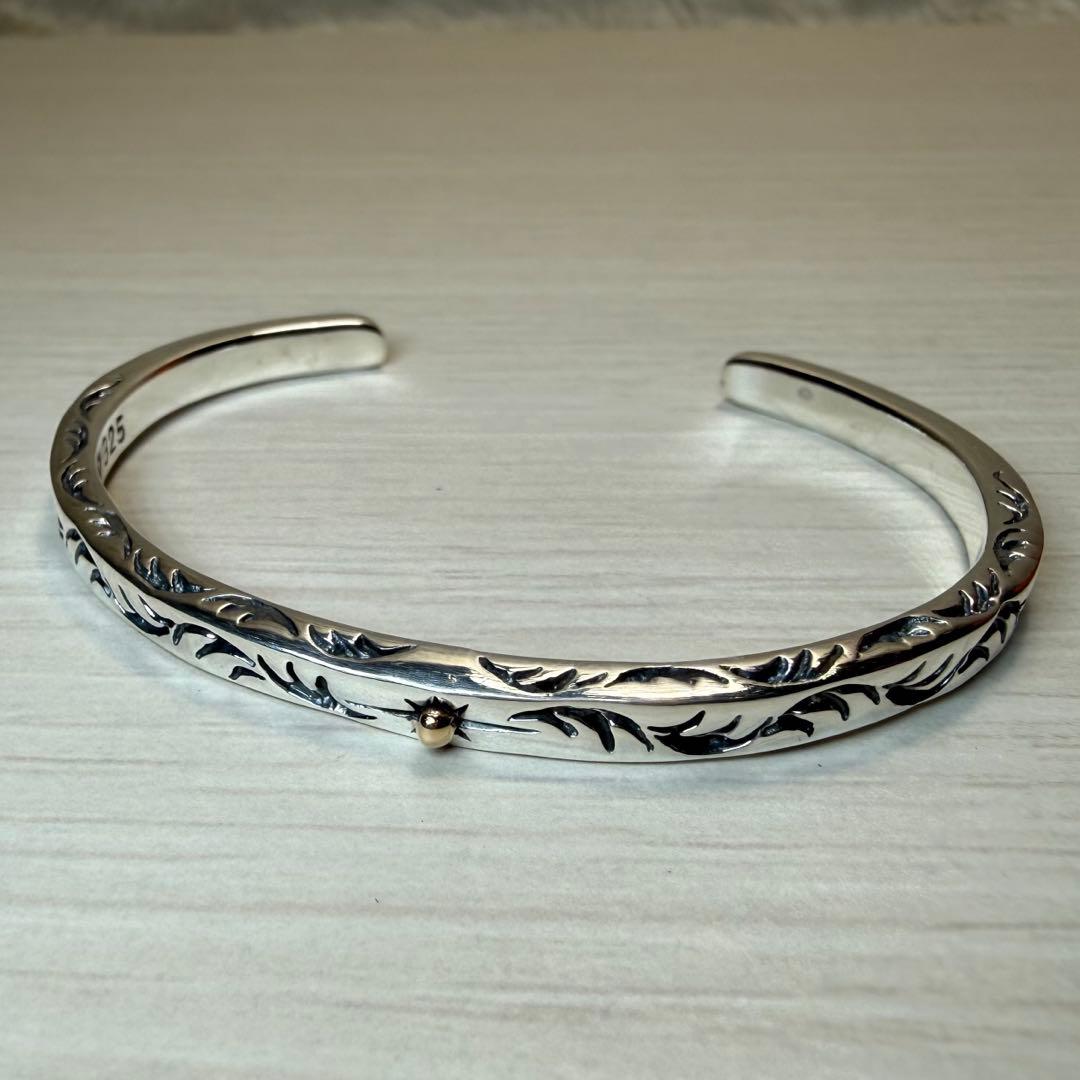 シルバー925 バングル　太陽神　唐草