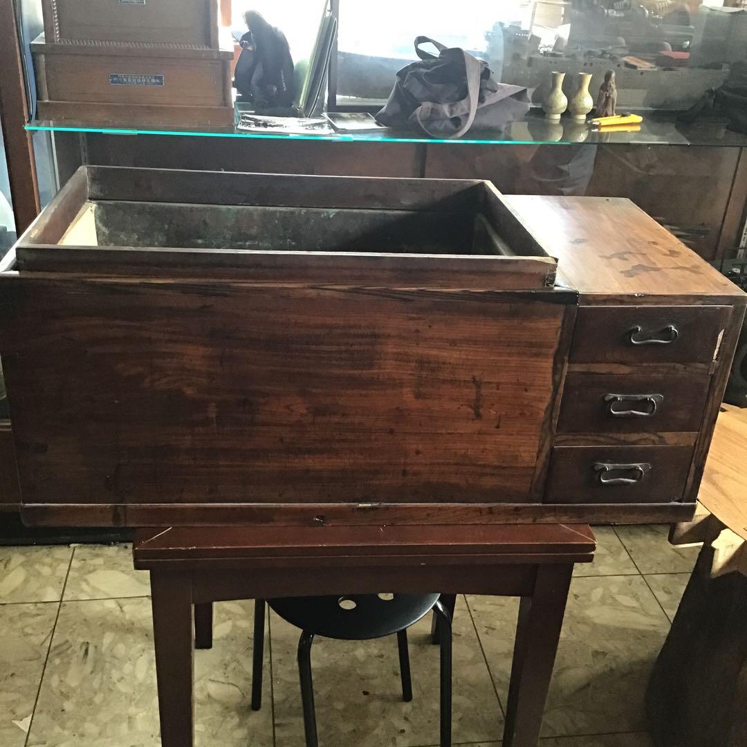 骨董　古民具　大型江戸火鉢　欅　クロガキ　検・鉄瓶