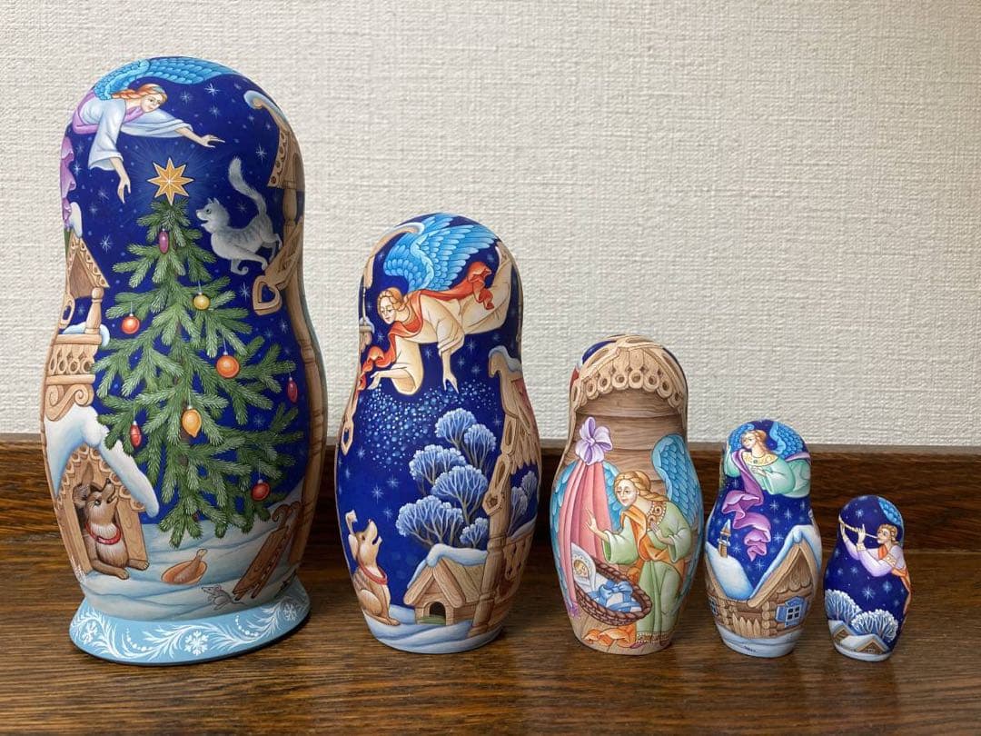 ロシア雑貨☆イコンマトリョーシカ クリスマス(5P)コブロフ工房