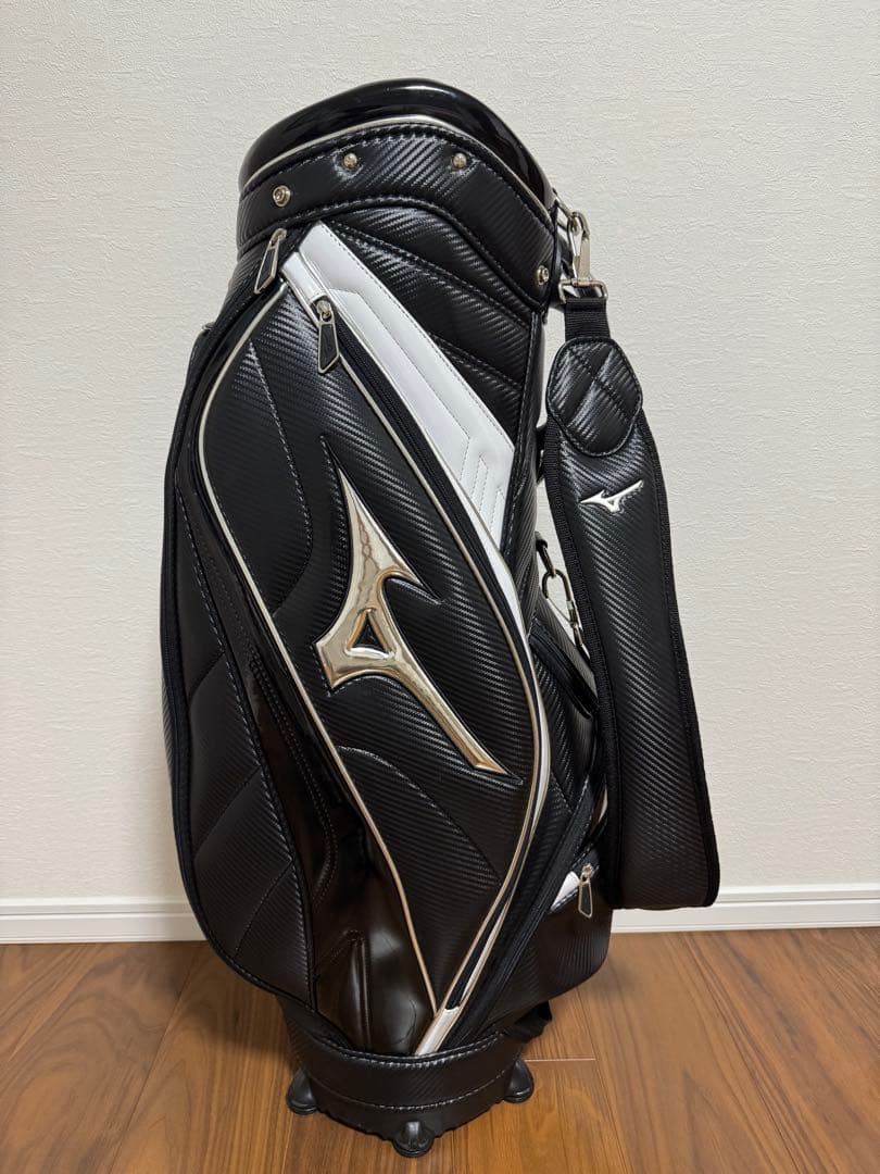 Mizuno ミズノ ゴルフバッグ カーボン調 黒×シルバー