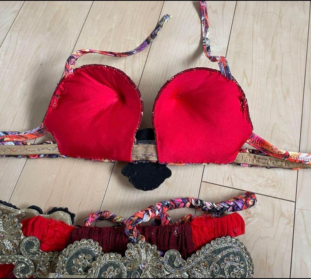 ベリーダンス セットアップ 赤 レース