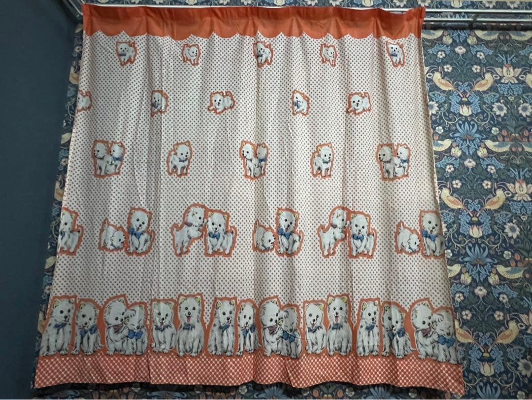カーテン 2枚セット 昭和レトロ 当時物 インテリア 犬 レトロポップ