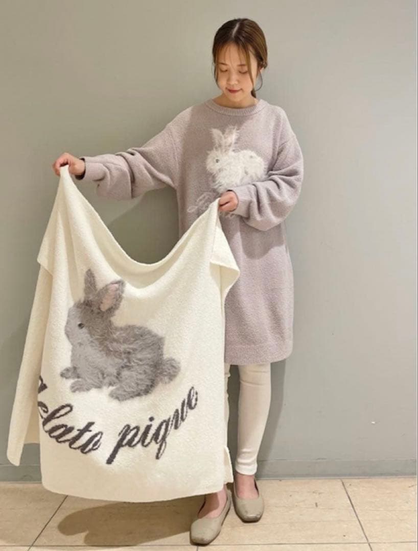 ジェラートピケ❤︎ラビットモコブランケット