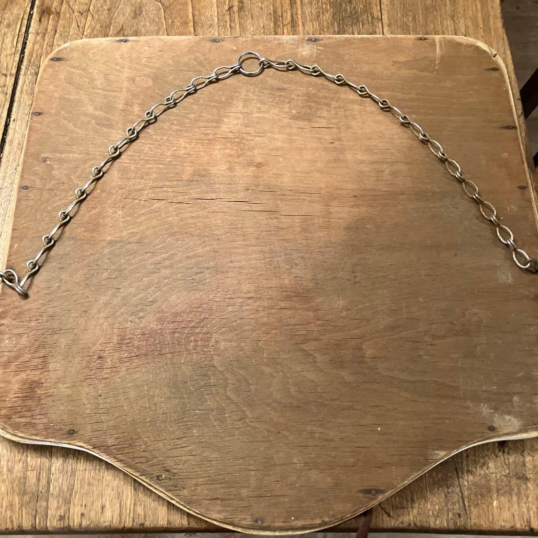 アンティーク剥離アーチ型木製壁掛け鏡