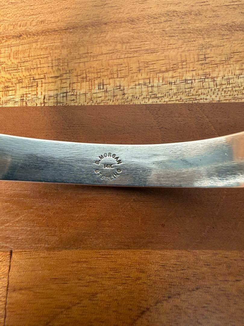 ナバホ族 Bruce Morgan 14K チゼルワーク 3/8 バングル