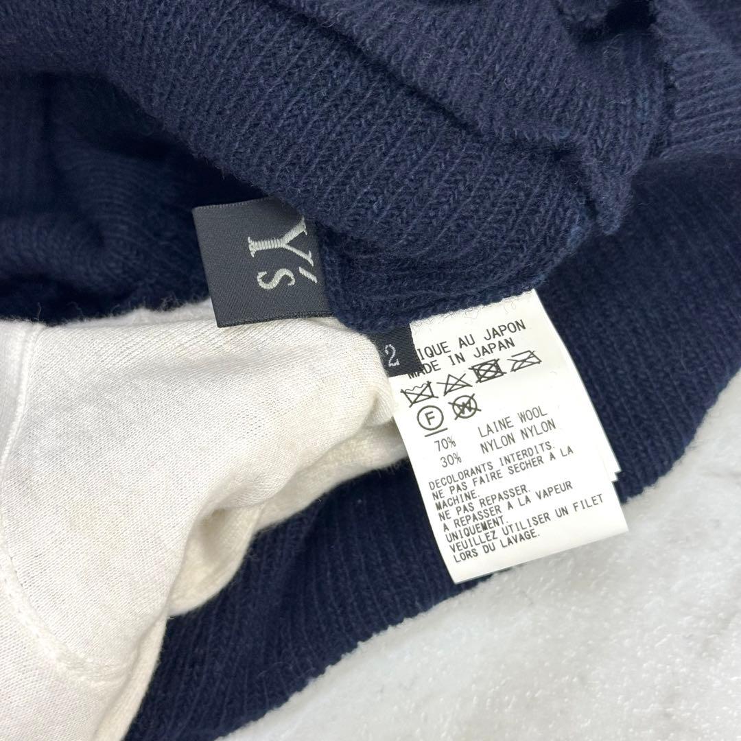 美品 y's ワイズ ヨウジヤマモト 変形 アシンメトリー ニット ネイビー 2