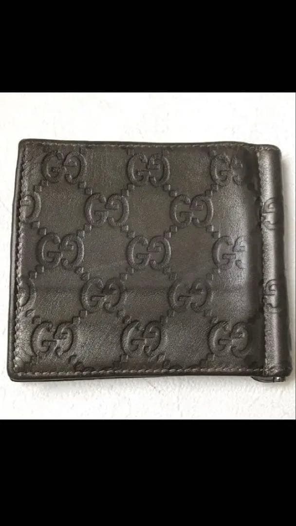 ☆*☆様 GUCCI シマ マネークリップ 二つ折り ブラウンレザー