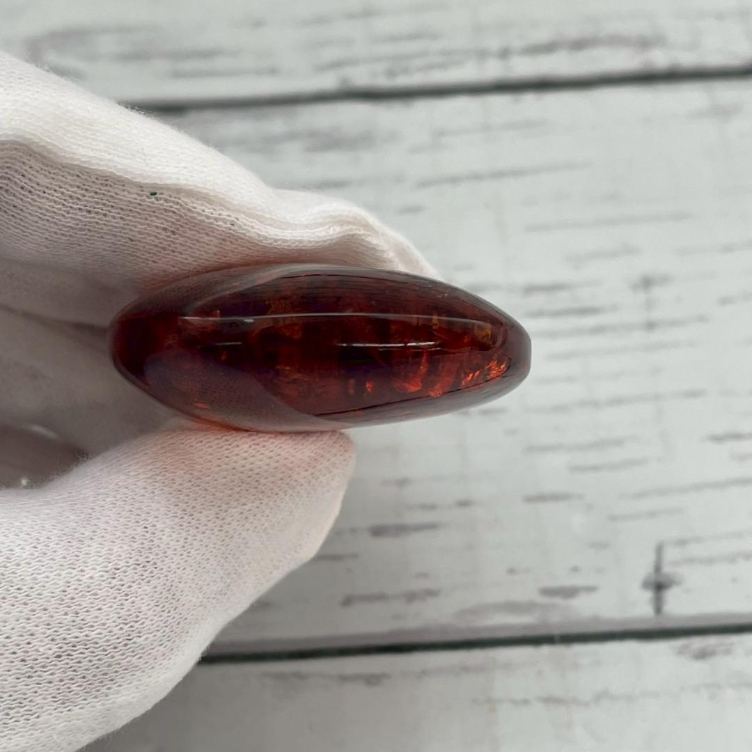 618.K18刻印有　琥珀ペンダントトップのみ 　大ぶり　楕円形