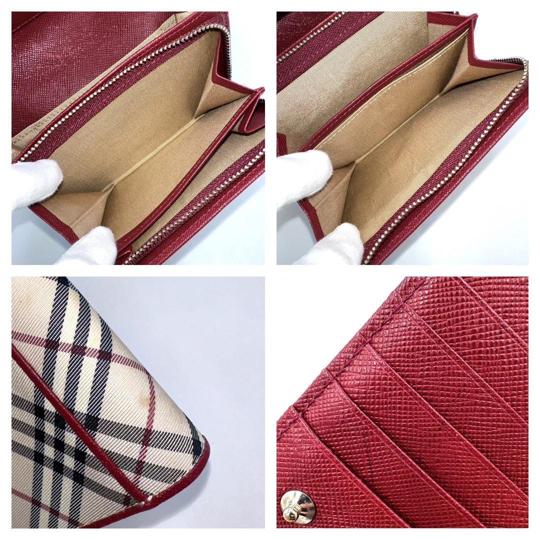 BURBERRY バーバリー 折り財布 ノバチェック ロゴ金具 レザー